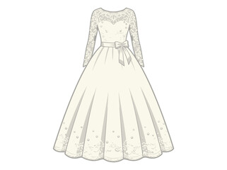 Fototapeta premium Elegant White Wedding Dress Design.