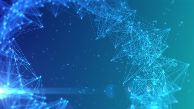 Abstract Blue Polygonal Network Frame Background