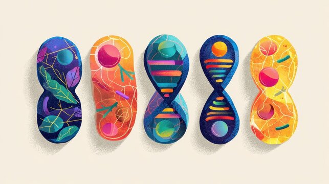 Heredity traits flat design top view biological inheritance theme water color vivid. 