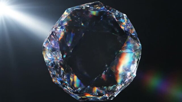 Sparkling Diamond with Rainbow Light Reflections, Luxury Gemstone Macro Shot