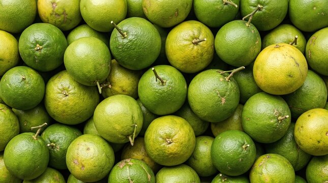Fresh green oranges arranged in a vibrant texture background for healthy food concepts and natural citrus fruit harvesting photography for commercial use