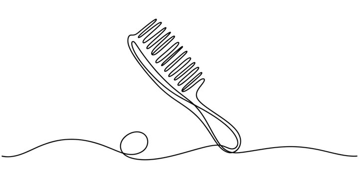 Continuous single line drawing of a hair comb for barber and beauty salon use