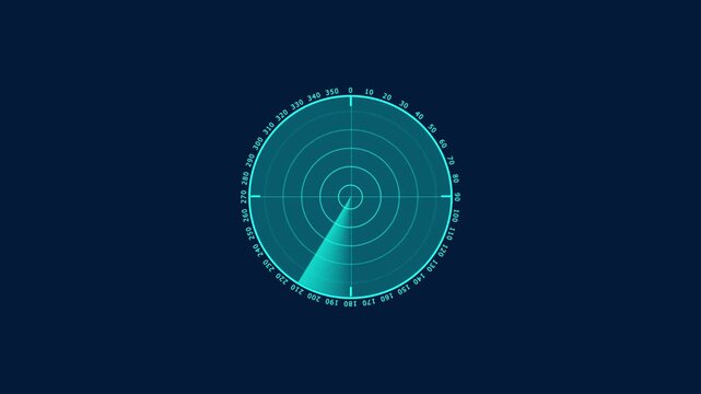 Motion graphic of blue color sonar radar screen searching an object with line digital technology