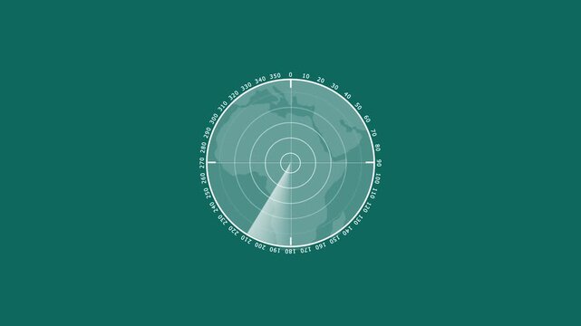 Motion graphic of blue color sonar radar screen searching an object with line digital technology
