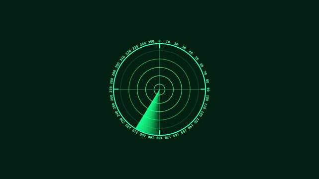 Motion graphic of blue color sonar radar screen searching an object with line digital technology