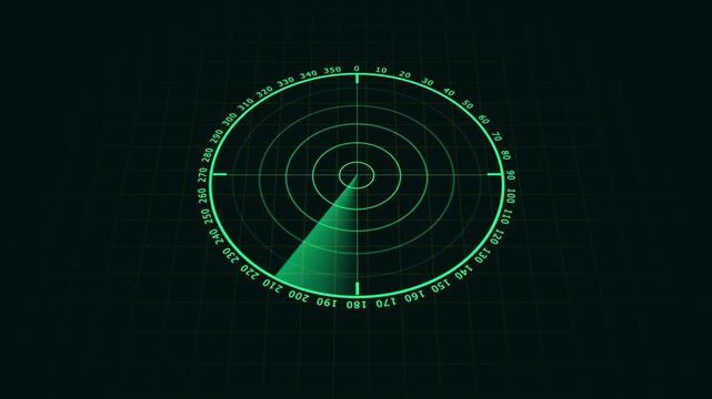 Motion graphic of blue color sonar radar screen searching an object with line digital technology