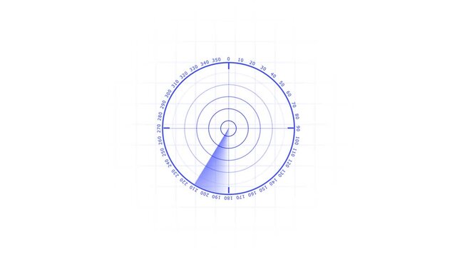 Motion graphic of blue color sonar radar screen searching an object with line digital technology