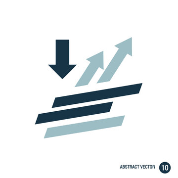 Abstract blue arrows depicting market growth and downward trends.