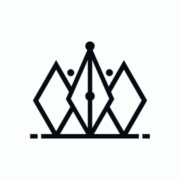 Abstract geometric crown icon for luxury business identity.