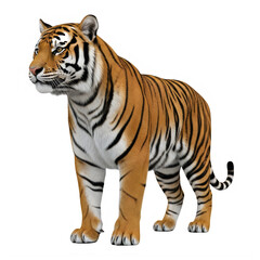 Obraz premium Full body illustration of a standing orange tiger isolated on transparent background