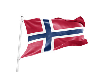 Fototapeta premium Bouvet Island flag waving on pole isolated on transparent background