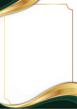 elegant Gold and green curve Border certificate Background Design with empty Space