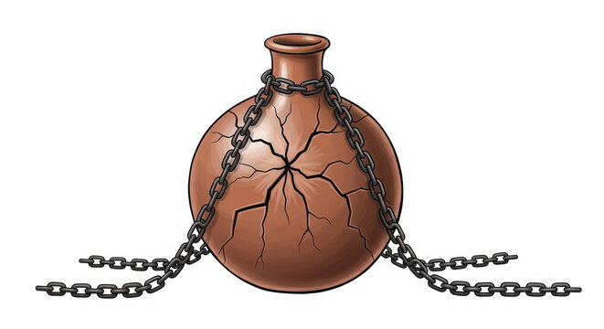 A ceramic jug with a detailed floral pattern and a handle isolated on transparent background