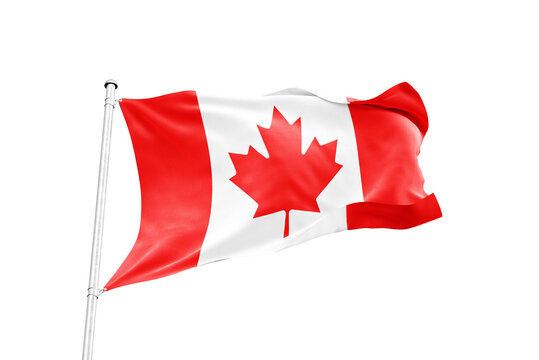 Canada flag waving on pole isolated on transparent background