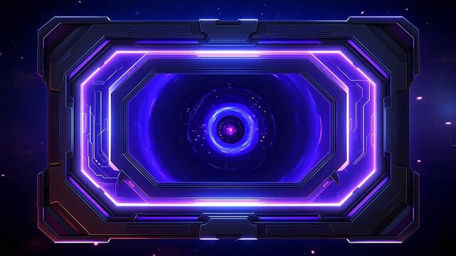 Digital futurism sci-fi metal neon frame hud display geometric background