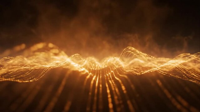 Glowing orange light wave patterns.