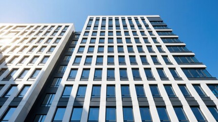 Obraz premium Modern Architectural Marvel - A High-Rise Building Reaching Towards the Sky.
