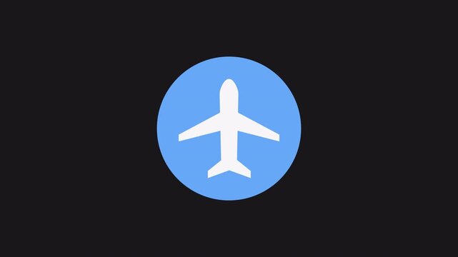 Airplane mode on off button animation. Transparent Alpha Channel 4K
