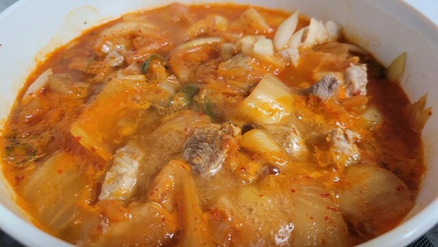 Korean Food Dwaeji Gogi Kimchi Jjigae