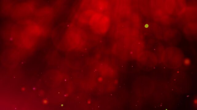 red particles abstract background with shining red Floating Dust Particles Flare Bokeh star on Black Background. Futuristic glittering in space