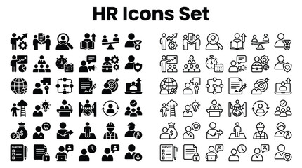 Obraz premium HR department icons set for business management and employee resources