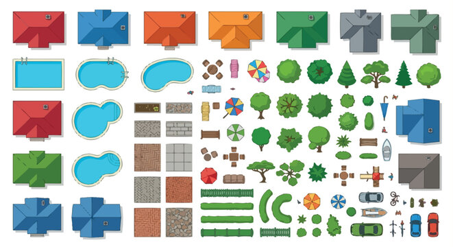 top view building elements vector architecture roof