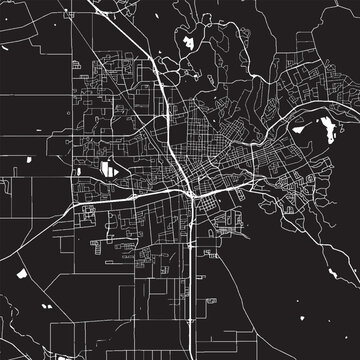 Santa Rosa California Vector Map, Detailed City Street Map Black and White Minimalist Line Art