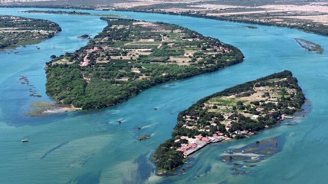 Sao Francisco River In Petrolina In Pernambuco Brazil. Biggest Northeastern River. Massangano And Rodeadouro Islands. Nature Forest Trees. Sao Francisco River In Petrolina Pernambuco. Riverside Beach.
