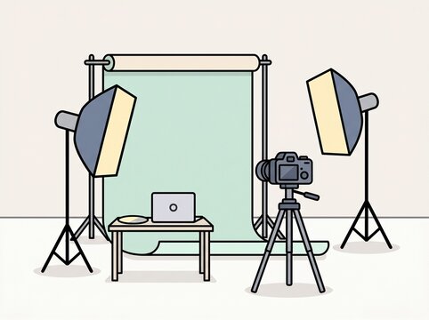 A photo studio setup vector illustration