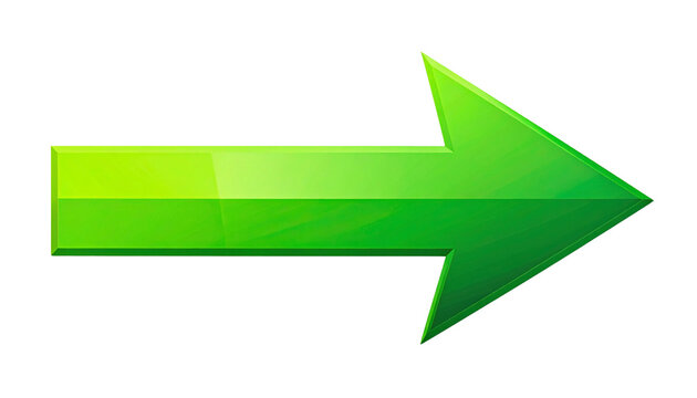 green gradient arrow pointing rightwards, isolated on transparent background