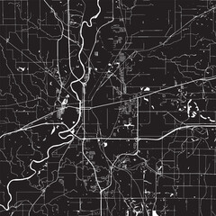 Fototapeta premium Terre Haute Indiana Vector Map, Detailed City Street Map Black and White Minimalist Line Art