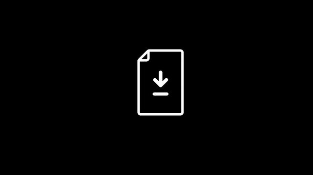 Animation of a download document sign. Simple icon on a transparent background.