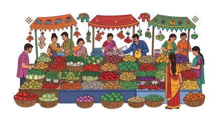 Obraz premium Vibrant Market Scene with Fresh Produce.