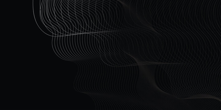 Abstract dark background with flowing lines and waves a subtle digital pattern for technology or science concepts Vector illustration