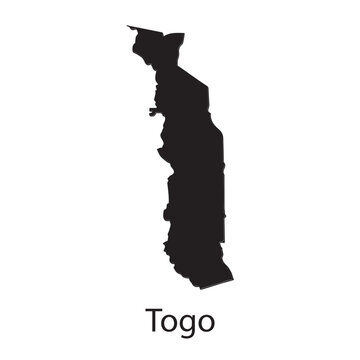 Minimalist black silhouette map of the West African nation Togo