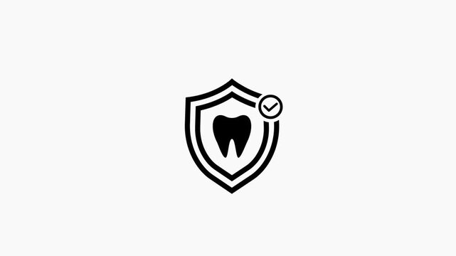 Shield with teeth icon, protect product concept animation on background