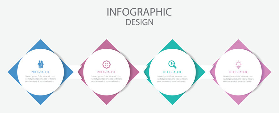 Business infographic design template with 4 options, steps or processes. Vector business template for presentation. 