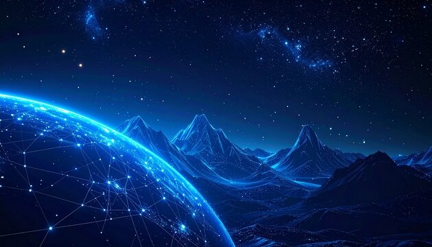 Futuristic glowing domes network