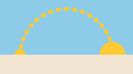 Minimalist Abstract Graphic of a Yellow Sun Arc or Trajectory Path Over a Flat Horizon © Oktafianto