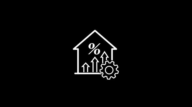Business growth arrow with parsed sign animation in home
