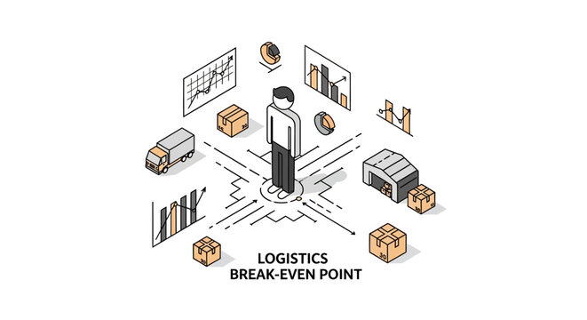 Illustrated logistics and supply chain break even analysis concept.