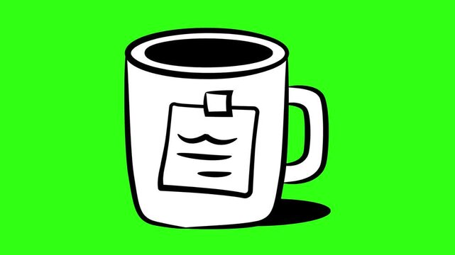Sticky notes on a mug minimalist symbol animation 