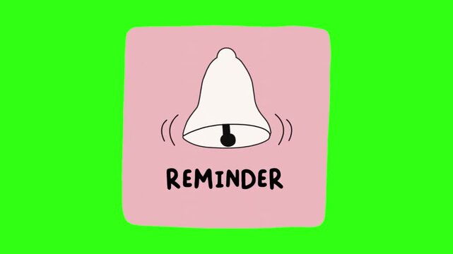 Reminder bell symbol in pastel color animation