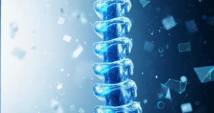 Futuristic Holographic Blue Human Spine Medical Concept