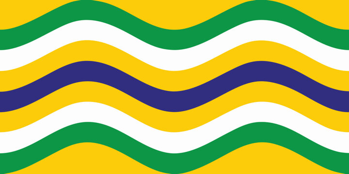 Wavy pattern with green yellow and blue stripes vibrant brazilian style