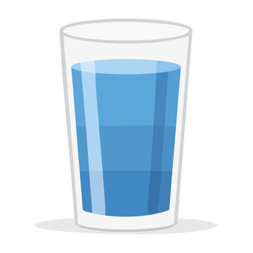 Flat design glass of blue water