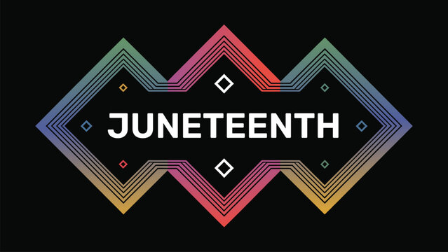 Modern Geometric Juneteenth Typography Vector Banner with Abstract Diamond Frame