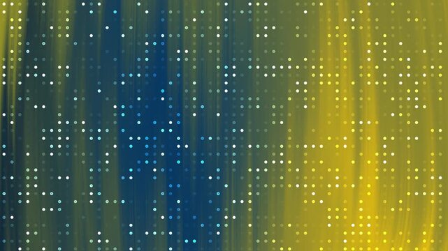 Abstract bright white glowing dots colorful blue yellow gradient digital light motion background