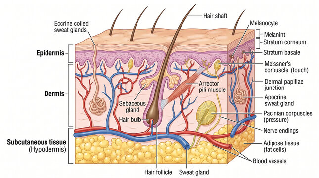 Human skin anatomy diagram