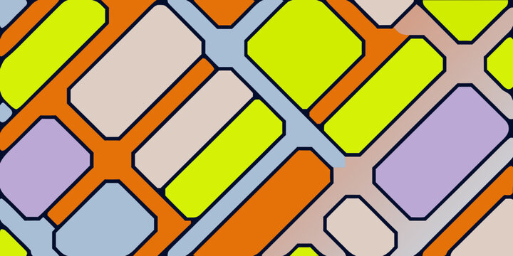 Diagonal geometric pattern with colorful interlocking rectangles and lines